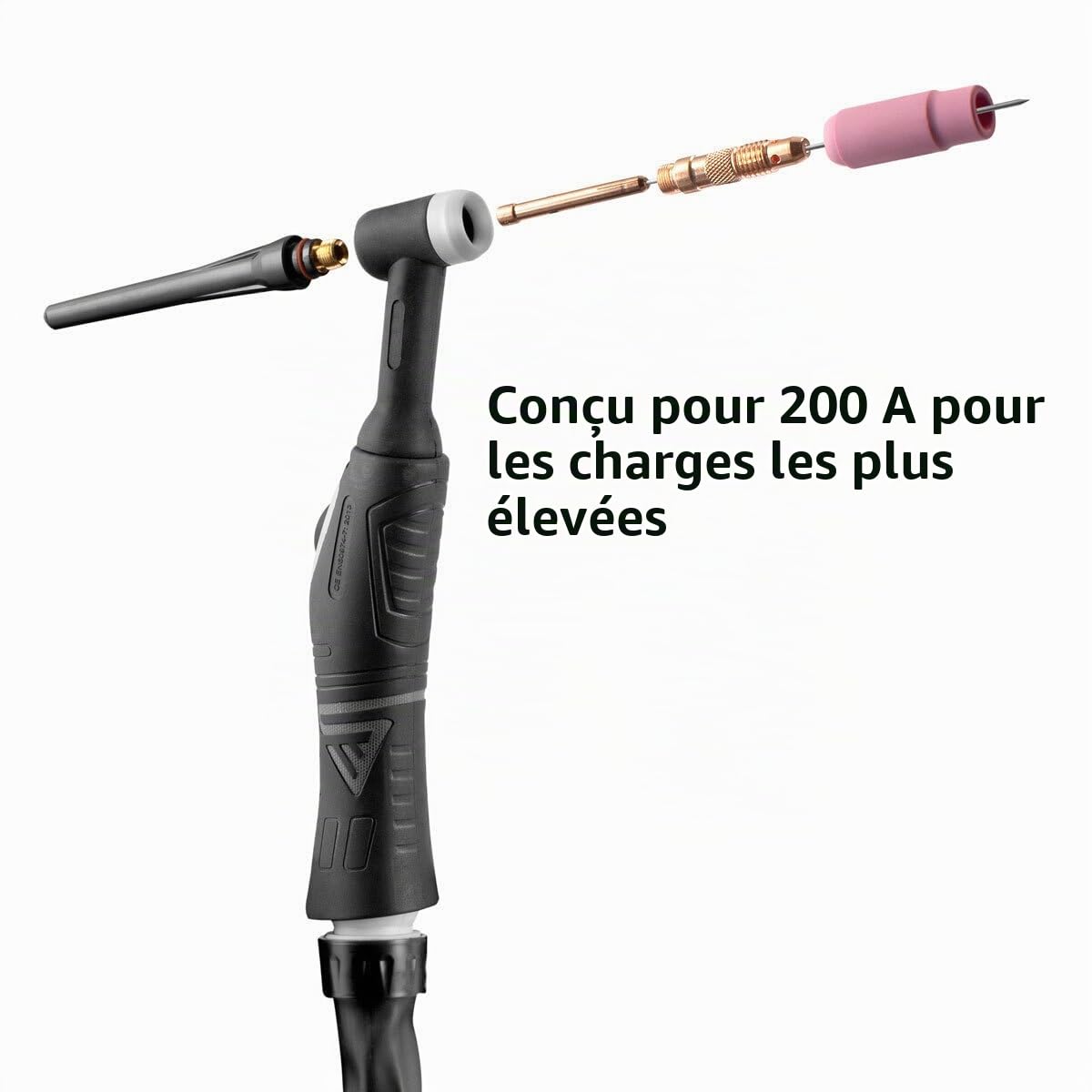 STAHLWERK Torche de soudage TIG WP26F jusqu'à 200 A avec 3 m de tuyau de gaz protecteur, raccord central européen et tête flexible pour postes à souder MIG MAG
