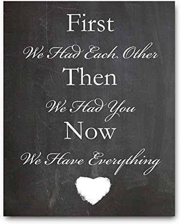 New Baby Gift, Baby Shower Gift, Nursery Art Print, Baby Chalkboard, Baby Quote, Nursery Decor, 8x10" Mounted Chalkboard Print, First We Had You...