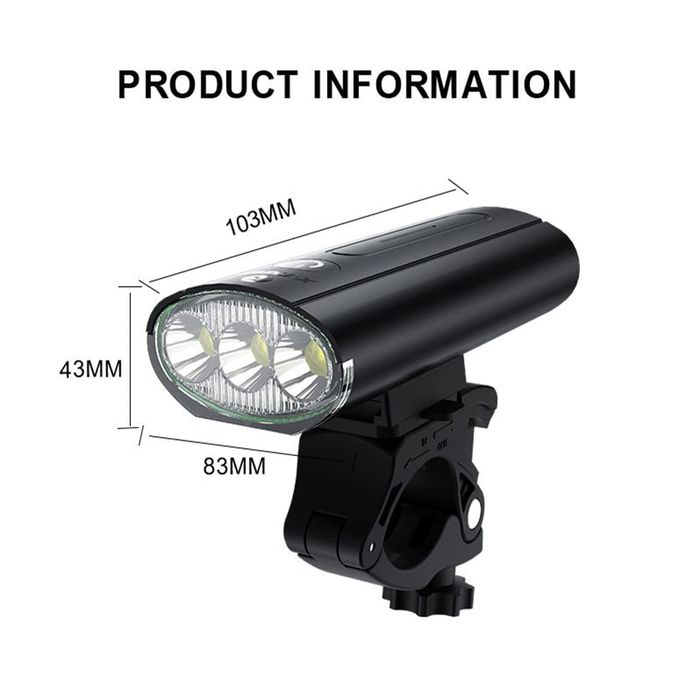 Luce per Bicicletta Ricaricabile Tramite USB, Torcia a LED Impermeabile, Faro Anteriore da 1500 Lumen, Utilizzabile Anche Come Power Bank, Luce Posteriore per Bicicletta.