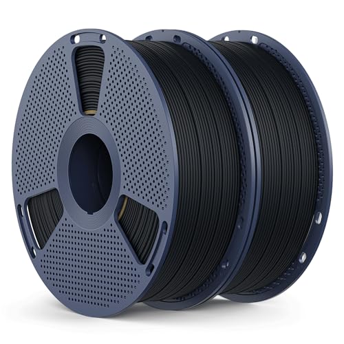 Matte PLA Filament 1.75mm 2025 Upgrade Spool Compatible with Bambulab Refill Filament, 2kg(4.4lbs) SUNLU 3D Printer Filament, Matte Surface Texture, Black+Black