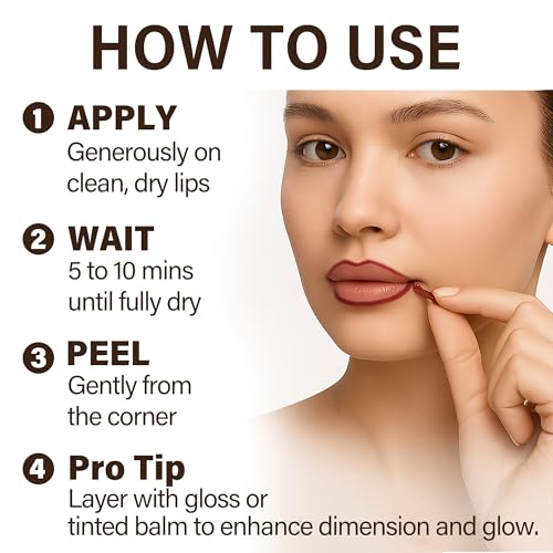 Peel Off Lip Stain Set – 3 Colors Long Lasting Lip Tint, Smudge-Proof, Transfer-Proof, Kiss-Proof, Vegan Lip Makeup Gift for Her - Image 6