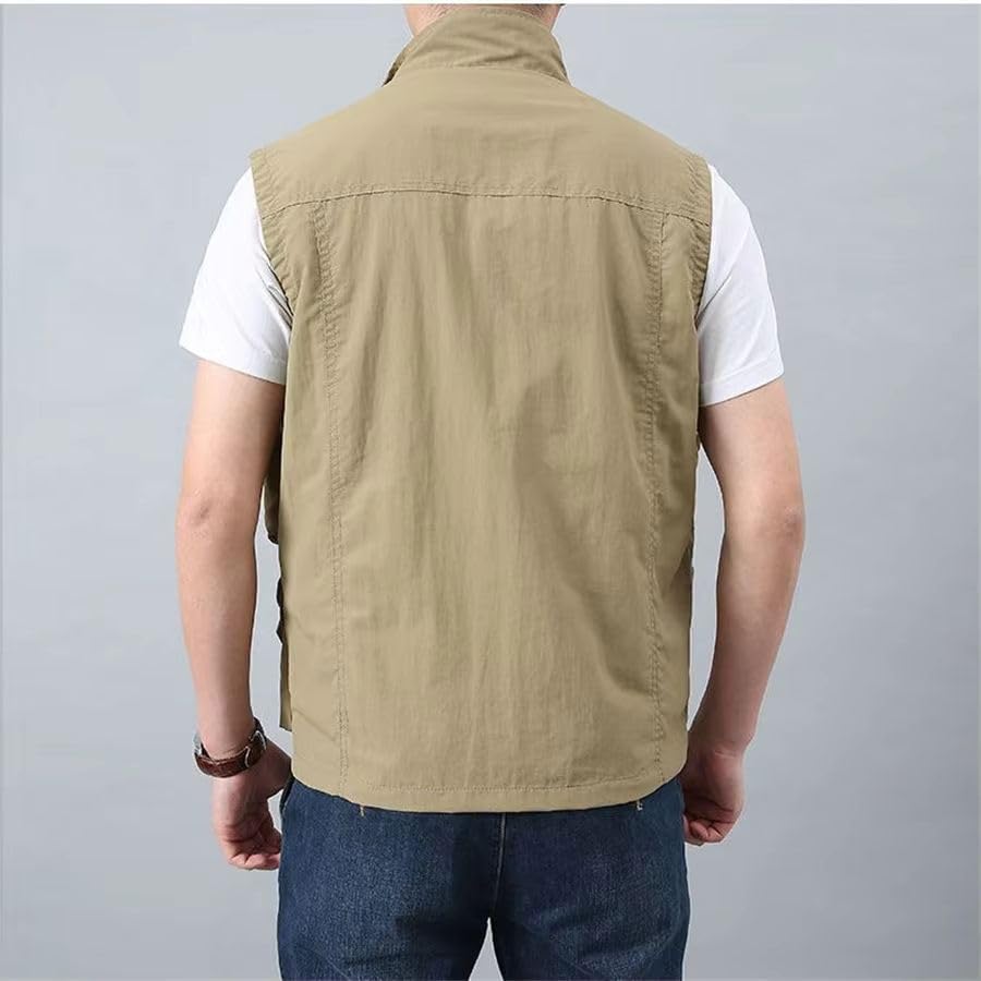 Chaleco multibolsillos sin mangas para hombre senderismo y pesca 2