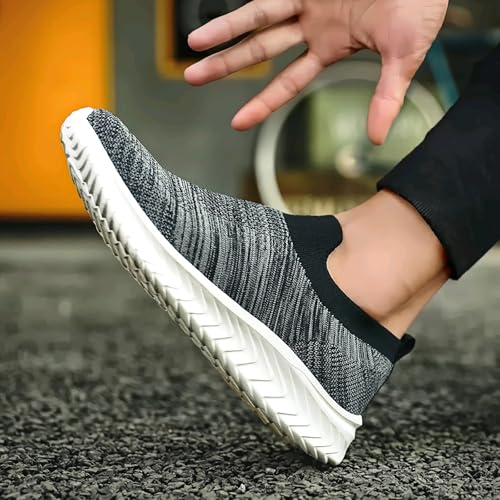 Image of Men's Breathable Knit Walking Tennis Gym Slip On Laceless Sneakers