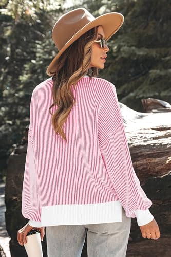 Image of Womens Sweaters Fall 2026 Clothes Oversized Striped Knit Top Winter Outfits