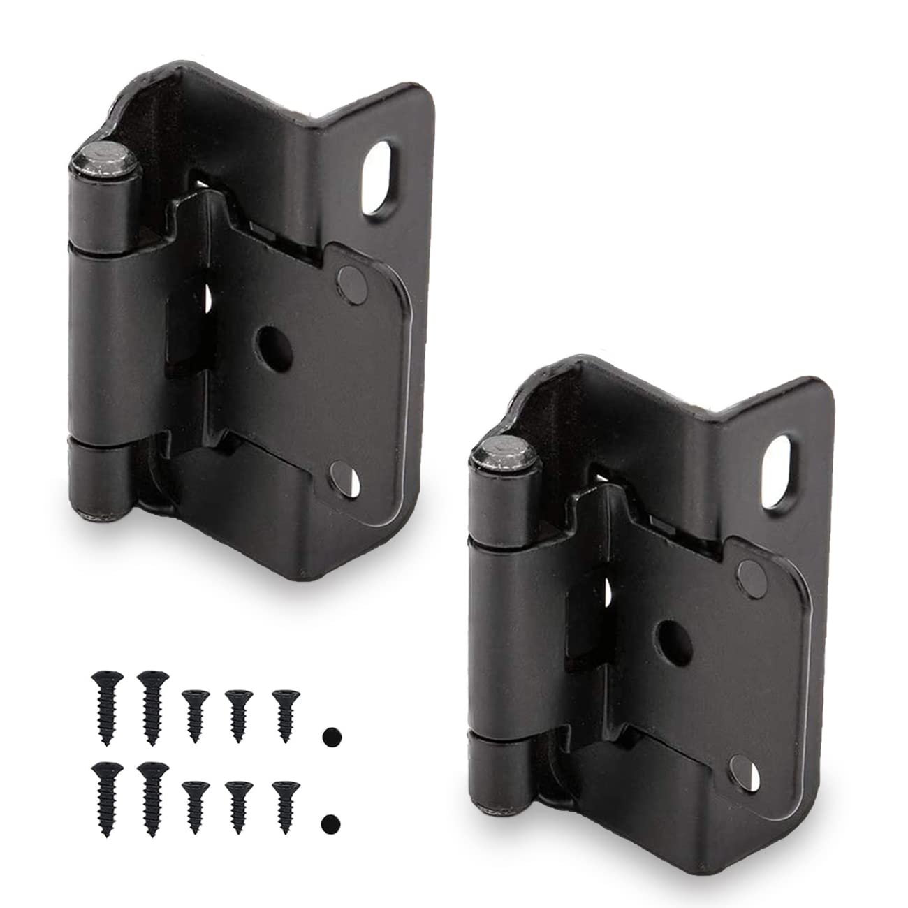 Buy Double Elite 1/2” Overlay Partial Wrap Hinges 15 Pairs (30 Pcs) Matte Black, Self