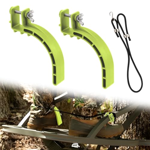 KiKooMall Climbing Stand Accessories,Tree Stand Accessories,Climb Stirrups with Elastic Rope,Climber Tree Stand Accessories for Hunting Standing Safety Gear (1-Pair) (Green)