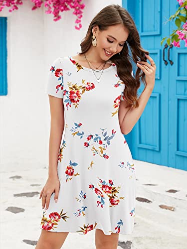 Image of KORSIS Summer Women's Dress Casual T-Shirt Short Sleeve Dresses Swing Flowy Beach Vacation Work Sundress with Pockets