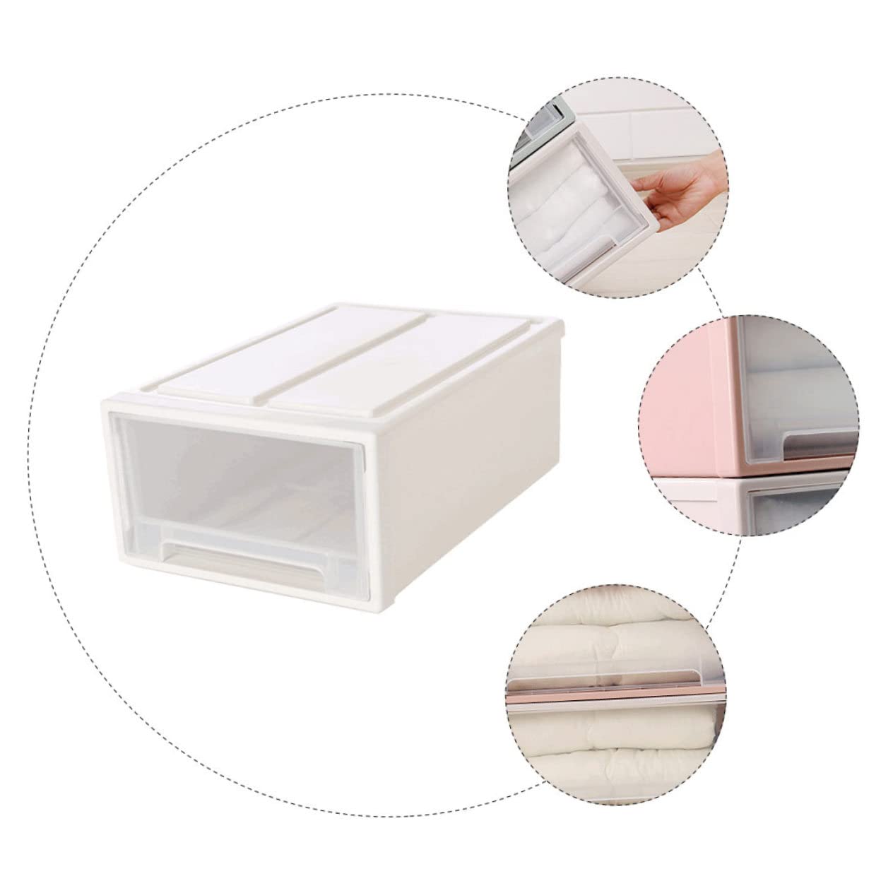 IMIKEYA Scatola Riponi Scarpe in Plastico Bianco, Contenitore Impilabile a Cassetto, Multiuso per Armadio e Oggetti, Organizzatori Scarpe per Casa, 31x22x12 Cm