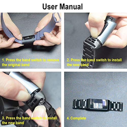 Compatibel Fitbit Charge 3 bandjes metaal, roestvrij stalen armband accessoire band vervanging armband armband voor… - Afbeelding 7