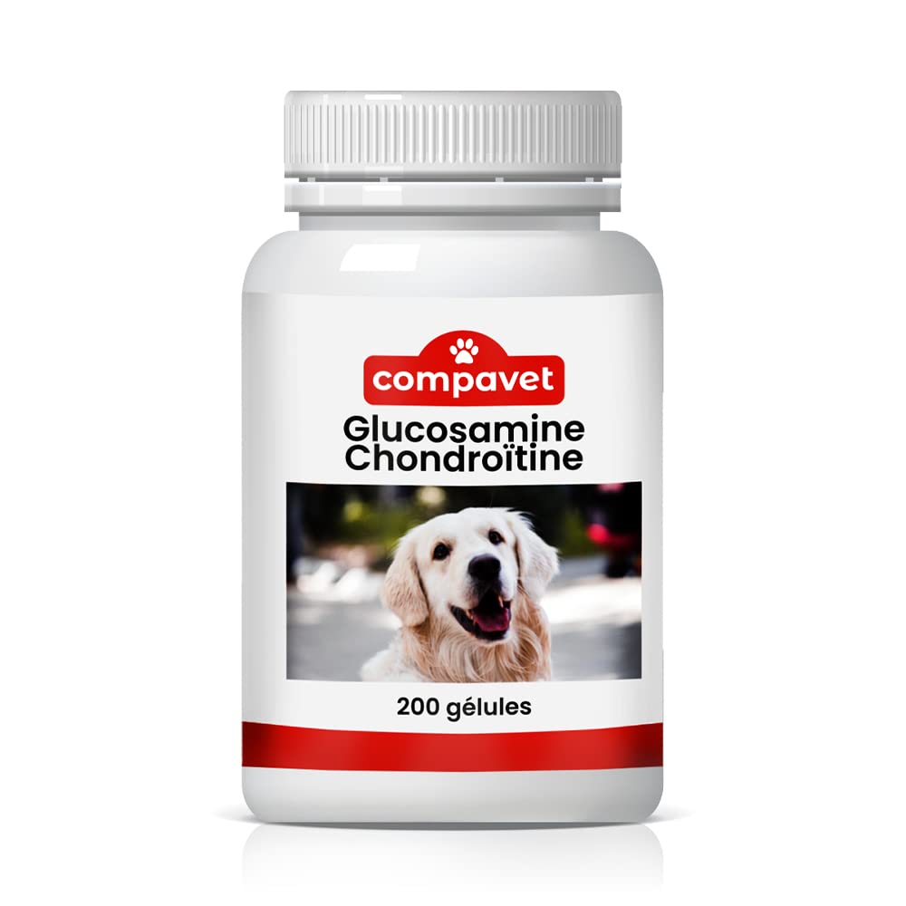 Glucosamine Chondroitine pour Chiens en Gélules - Confort Articulaire - Protection des Cartilages - 200 Gélules - Dévelo