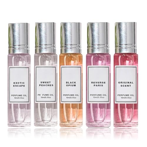 Pheromone Perfume Collection for Women - Romantic Flower Scents, Long Lasting Mini Roll-On Perfume, Travel Size Portable for Dating or Daily Use (50ml, 5pc/Floral)