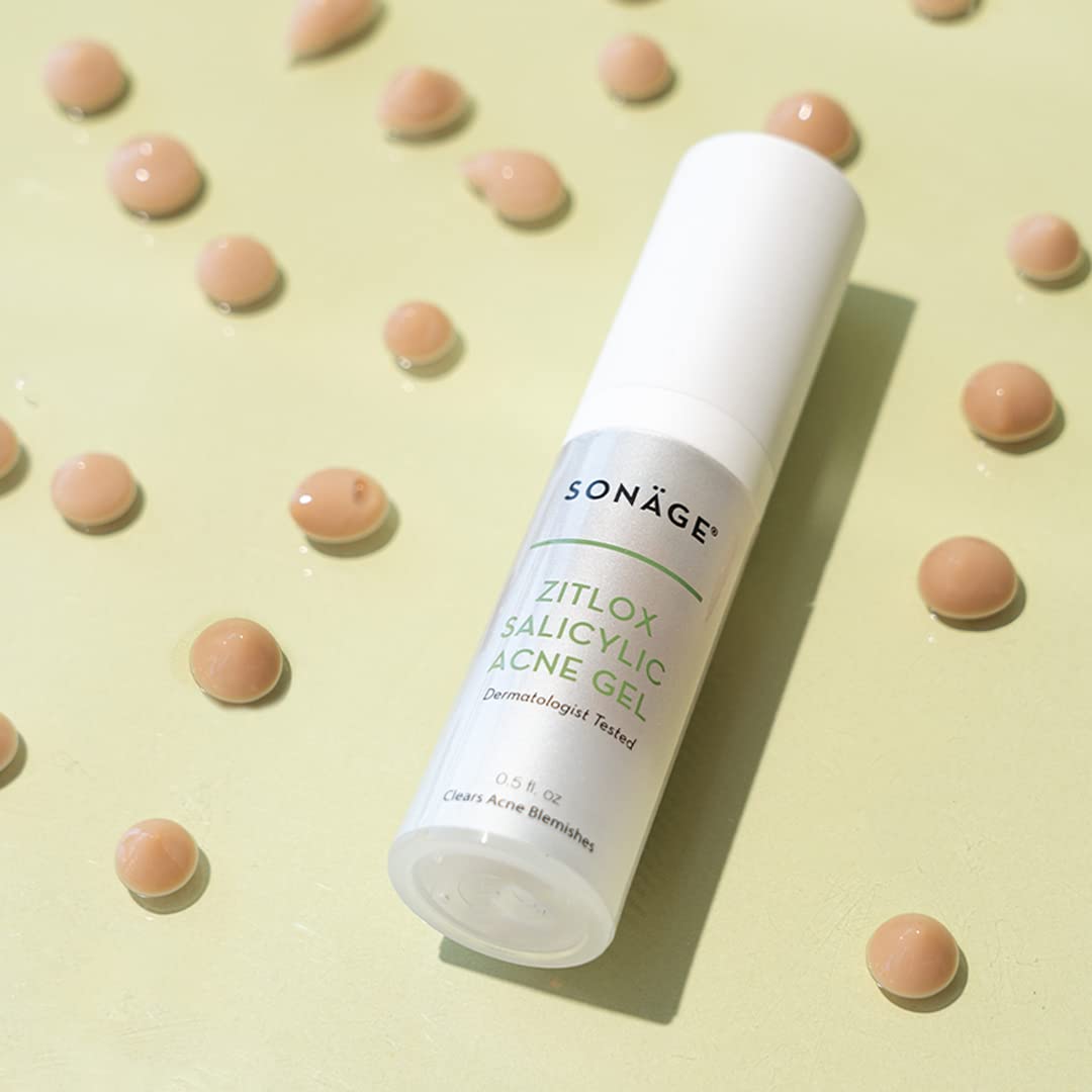 Sonage Zitlox Salicylic Acne Gel: Spot Treatment with Tea Tree Oil | Clears Acne Blemishes | Benzoyl Peroxide Alternative