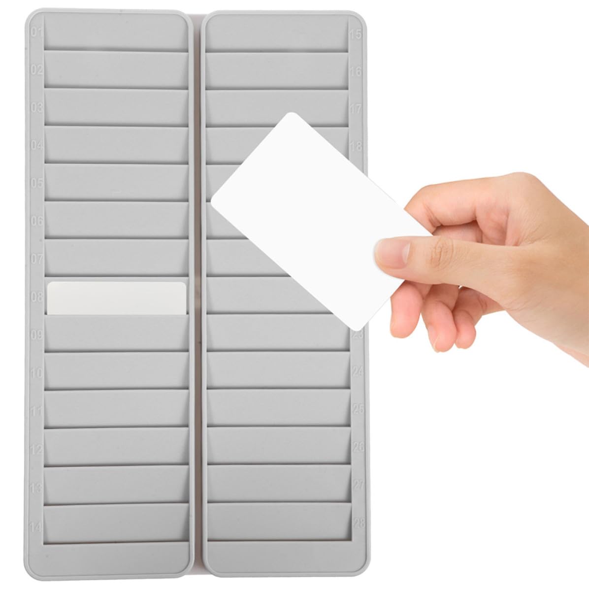 Porta Cartellino in Plastico 28 Slot 2 Pezzi Portabiglietti da Visita Resistente per Scuola e Ufficio Accessori Cancelleria