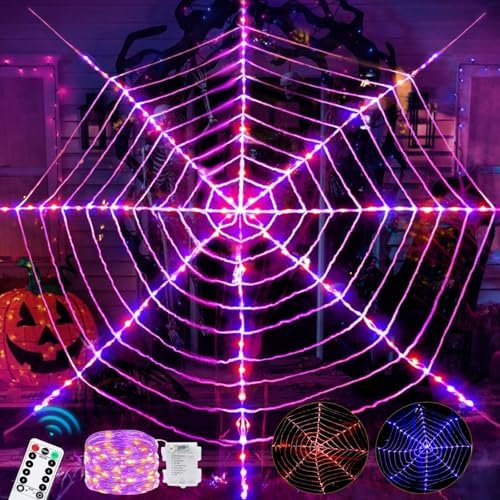 144 LED Halloween Spider Web Lights Decor, Net Light Decoration 1...