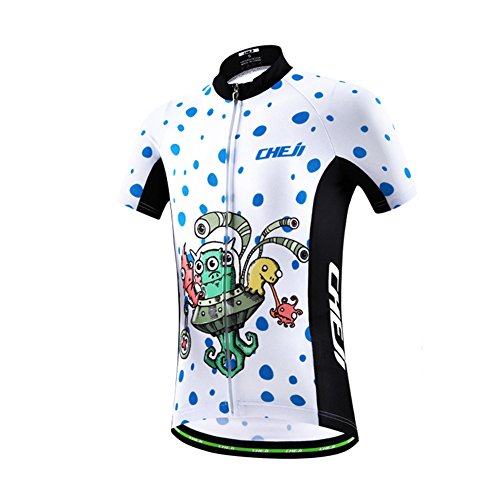Yfpico - Maillot de ciclismo de manga corta para niño/niña, todo el año, color Blanco, tamaño 122 / 128