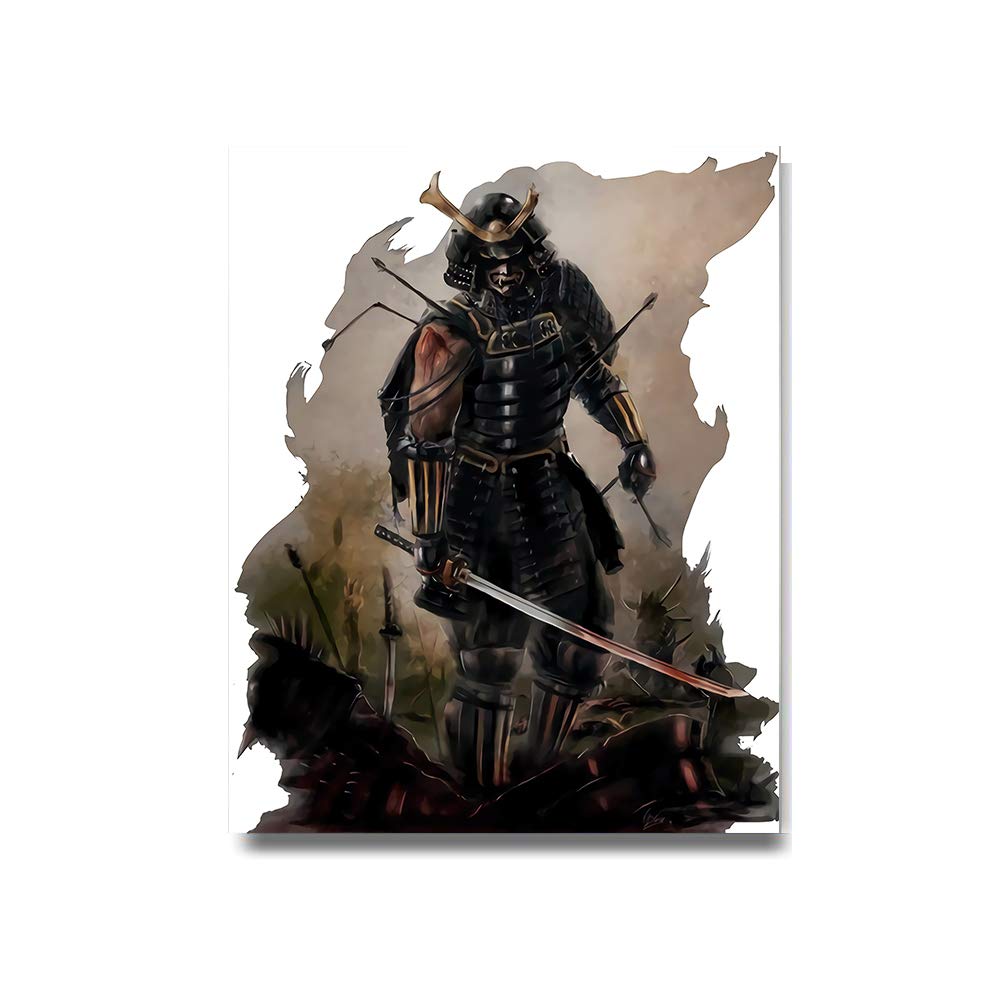 iFine Art Samurai Warrior Wall Art Framed Oil Paintings Printed on Canvas for Home Decorations Home Decor Pictures Modern Artwork Hanging for Living Room Bedroom Ready to Hang