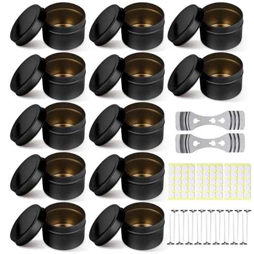 Yuragim Lot de 12 boîtes à bougies, en métal, rondes, en métal, accessoires de fabrication de bougies pour bougies, artisanat, bougies parfumées, cadeau...