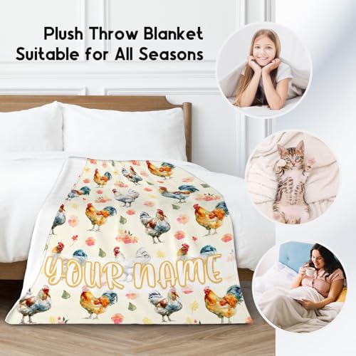 Custom Chicken Blanket, Cute Soft Throw Gifts for Grils Teens, Cozy Flannel Throw Blankets for Couch Office, 40"x50"