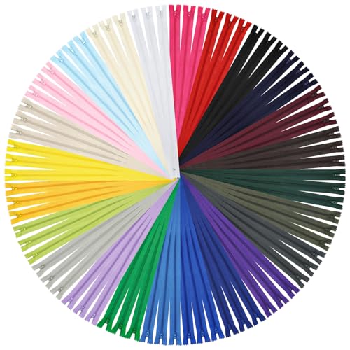 Image of Zippers, DOITEM 72 pcs Zippers for Sewing 25cm /10 Inch Multicolor Nylon Coil Zippers for Sewing and Crafts 24 Colors