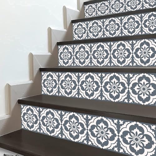 14PCS Moroccan Style Self-Adhesive Stair Riser Decals, Peel and S...