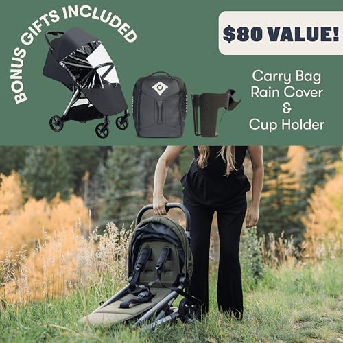 Colugo The One Stroller - Lightweight Easy Fold Compact Toddler and Baby Stroller for Travel, Large Storage Basket, One Hand Fold, Includes Raincover, Bumper Bar, Cupholder (Cool Grey)