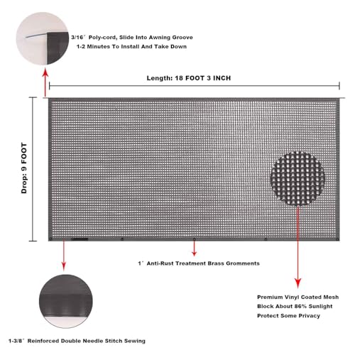 Image of RV Awning Mesh Sun Shade Screen for Motorhome Camper Trailer Sunshade