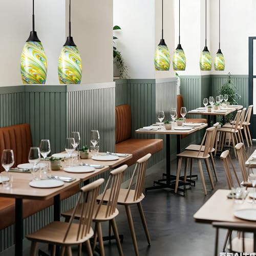 Image of Viinew Mini Glass Pendant Light 3-Pack Colorful Oval Pendant Lights