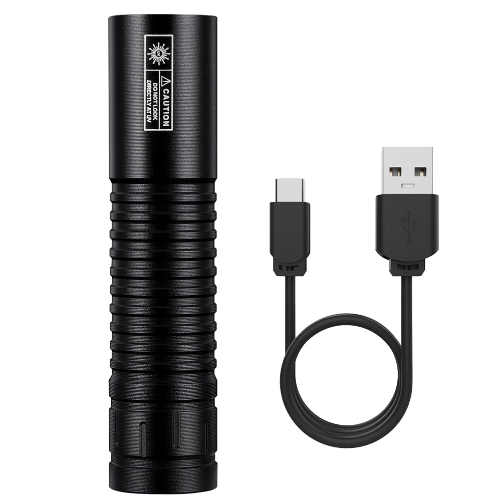 Alonefire SV114 Torcia UV LED Professionale 365nm USB C Ricaricabile Ultravioletti con Batteria