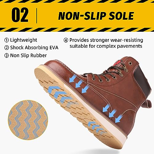 ANGRYRAM Steel Toe Work Boots for Men Comfortable Moc Toe Safety Boots,Waterproof Slip Puncture Resistant Industrial & Construction Work Boots3