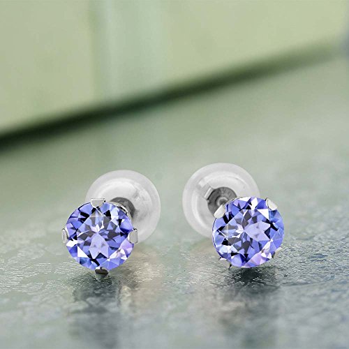 Gem Stone King Solid 14K Gold Genuine Natural Tanzanite Stud Earrings for Women Men | Gemstone Birthstone | Round 5MM | Gold Earrings | 1.00 Cttw4
