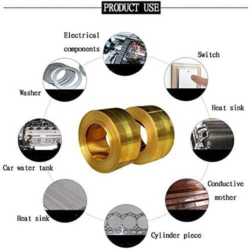 Lamiere d'ottone, H62 Ottone Metallo Sottile Lamiera Lamina Rotolo Industria Fai da Te Foglio Esperimento,0.2mmX50mmX3 metri(0.1mmX10mmX3 meters