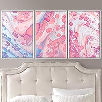 3 Piece Framed Canvas Wall Art Abstract Brushstroke Pink Pastel Liquid Canvas Prints Home Artwork Decoration for Living Room,Bedroom - 16