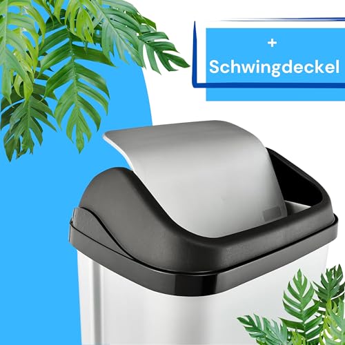 Vani Mülleimer (10 Liter) - Abfalleimer mit Schwingdeckel für Küche und Bad - Abfallbehälter - 19 x 25 x 37,5 cm – Bild 5