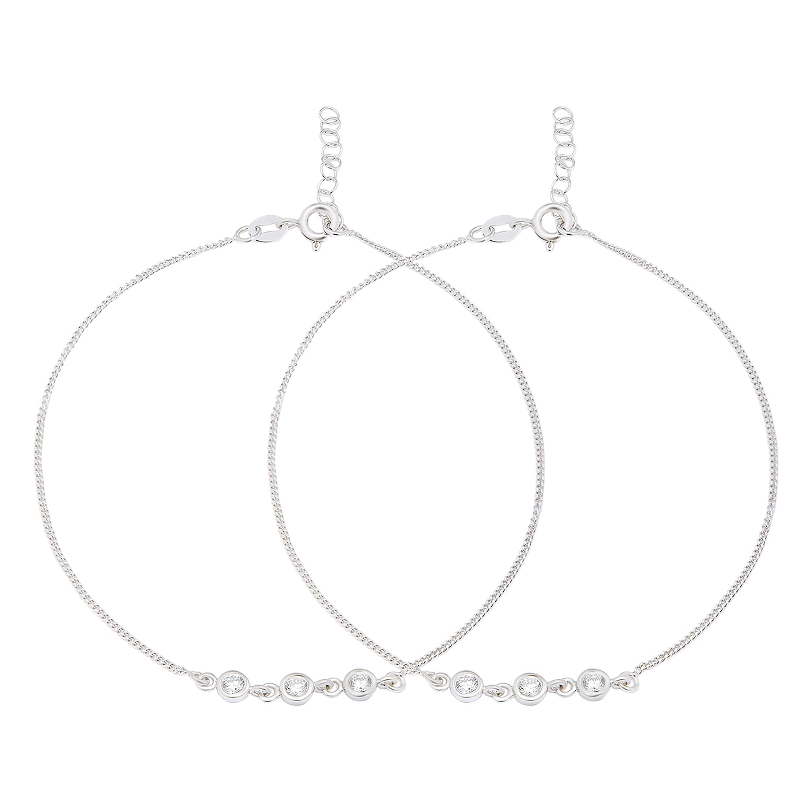 zavya 925 Sterling Silver Designer Cubic Zirconia Rhodium Plated Adjustable Chain Anklet (Pair) | Gift for Women & Girls | With Certificate of Authenticity & 925 Hallmark-picture-13