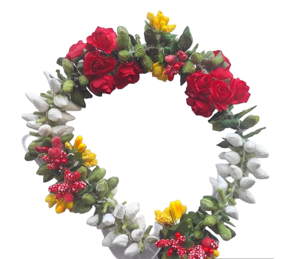 Traditional Indian Hair Accessories Gajra Artificial Flower Jewelry Handmade Women Party Wear Bridal, Mehndi Hair Bun - Multicolored