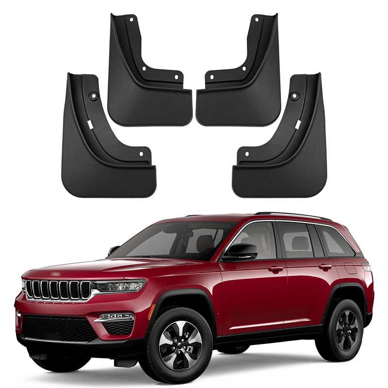 Image of Mud Flaps Compatible with 5th Gen Jeep Grand Cherokee 2022 2023 2024 No Drilling Required All Weather Mud Splash Guards Front Rear 4Pc