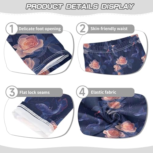 Rose Fish Starry Sky Girls Leggings Soft Stretch Workout Yoga Dance Pants for Kids Casual Tights3