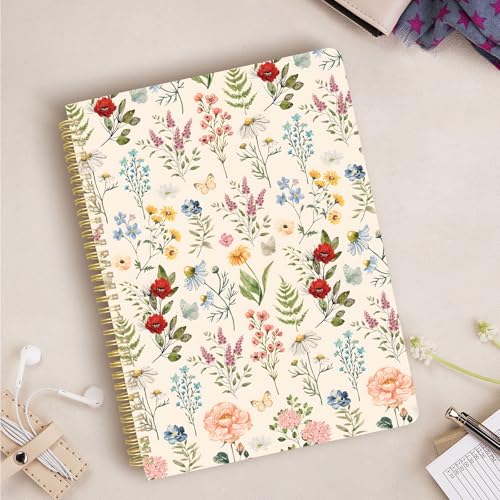 Image of Cute Spiral Notebook 8.5 x 11 lined Journal A4 with Pocket, Plant | 70 page, Note Book with Pocket, Large, Big, Hard Cover, Aesthetic, Pretty Design, for Women, Girls, Kawaii