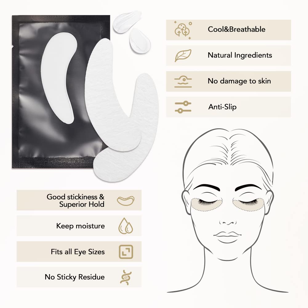 50 paia Cerotti per Estensioni Ciglia Eyelash Pads Ciglia Pads Patch per Estensioni delle Ciglia Patch per Ciglia Eye Patches for Eyelash Extension(Willowleaves Black)