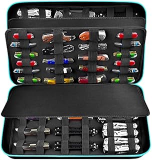 Knife Display Case for 66+ Pocket Knives. Folding Knife Holder, Butterfly Knives Storage Organizer, Knives Roll Collection Pouch Carrier Bag for Survival Tactical Outdoor for EDC Mini Knife (Box Only)