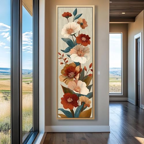 XBTYKPB Quadro da parete lungo e stretto, tela alta e sottile, arte verticale, dipinto su tela con cornice per ufficio, stanze o corridoio (30x90 cm/cornice interna)