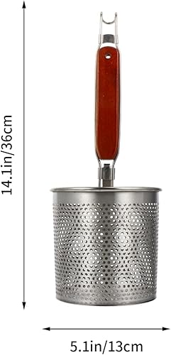 Miniatura 6 de Spaghetti Noodles Mesh Strainer Stainless Steel Noodle Strainer Spider Spaghetti Dumpling Noodle Strainer Hot Pot Colander with Wooden Handle