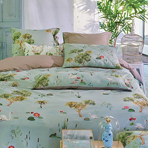 PIP Studio Little Swan - Juego de cama (funda nórdica de 200 x 200 cm y 2 fundas de almohada de 80 x 80 cm), color gris