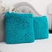 Sweet Home Collection Plush Pillow Faux Fur Soft and Comfy Throw Pillow (2 Pack), Turquoise
