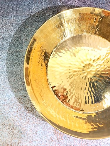 Image of Kitchen 101% Pure Brass Pital Parat for Atta | 14 Inch | Paraat for Dough Atta Kneading | Brass Utensils for Cooking | Pital Ka Bartan | Thaal | Thatera Bartan Pital