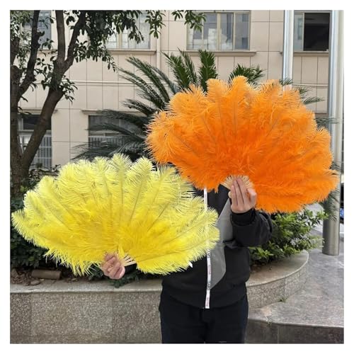 Éventail de danse en plumes de qualité supérieure bleu lot de 2