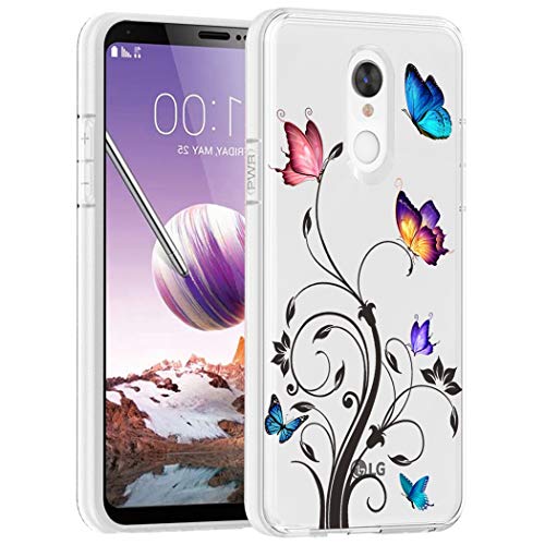 Bohefo Clear Case Compatible with LG Stylo 4/for LG Stylo 4 Plus/for LG Q Stylus Case for Girls Women, Cute Soft TPU Shockproof Protective Phone Case Cover for LG Stylo 4 Plus (Butterfly)