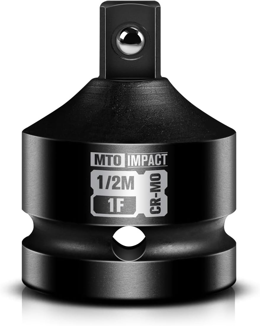 MTO 1" Female to 1/2" Male Impact Socket Adapter, 1-Inch Impact Socket Reducer, Chrome Molybdenum Alloy Steel, for Impact Wrench & Ratchet Use