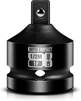 MTO 1" Female to 1/2" Male Impact Socket Adapter, 1-Inch Impact Socket Reducer, Chrome Molybdenum Alloy Steel, for Impact Wrench & Ratchet Use
