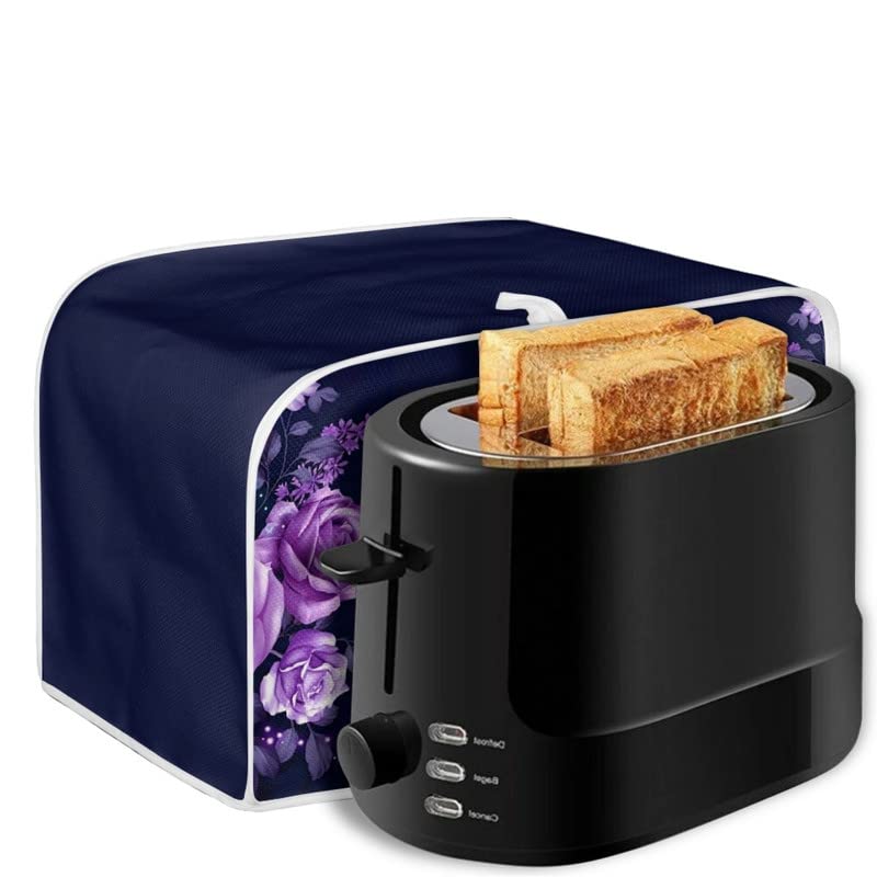 Poceacles Daisy Bees Designs Black Toaster Cover For Kitchen Office, 4 Slice Toaster Cover Appliance Cover Toaster Dust & Fingerprint Protection Machine Washable, M